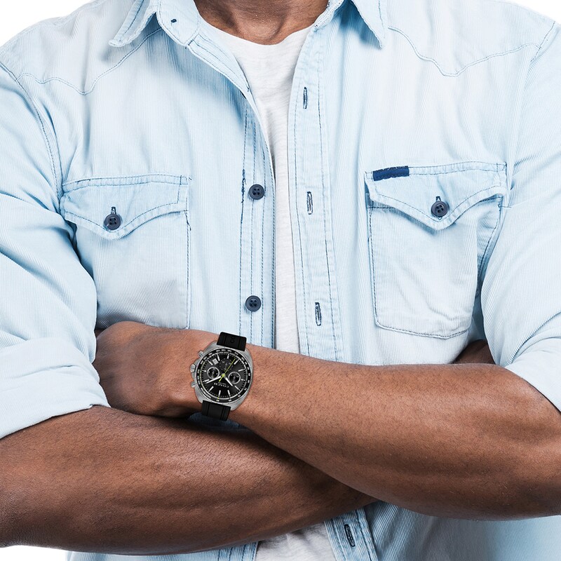 Main Image 4 of Men’s Coach Charter Grey IP Black Silicone Strap Chronograph Watch with Black Dial (Model: 14602709)