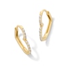 Thumbnail Image 1 of 1/10 CT. T.W. Diamond Tilted Heart Hoop Earrings in 10K Gold