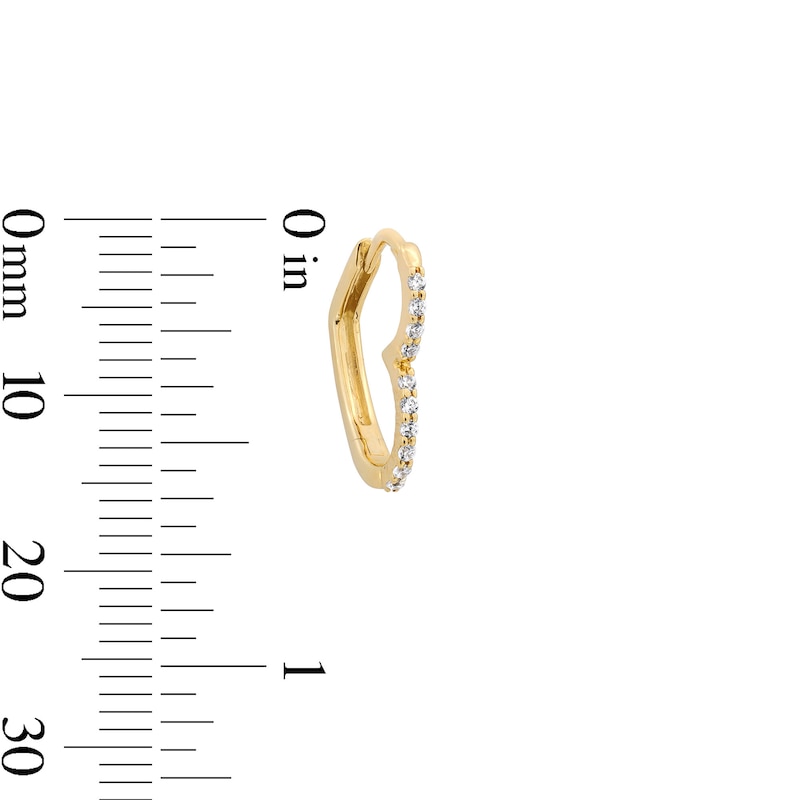 Main Image 3 of 1/10 CT. T.W. Diamond Tilted Heart Hoop Earrings in 10K Gold