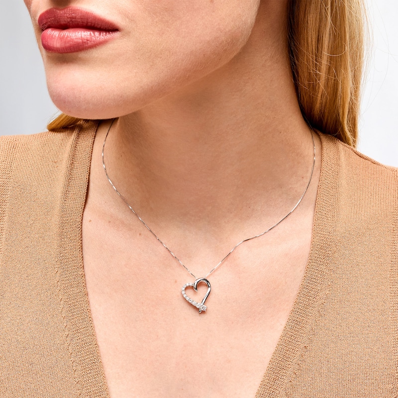 Main Image 2 of 1/2 CT. T.W. Certified Lab-Grown Diamond Tilted Crossover Heart Pendant in Sterling Silver (I/SI2)
