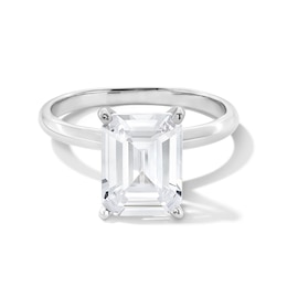 3 CT. Emerald-Cut Certified Lab-Grown Diamond Solitaire Engagement Ring in 14K White Gold (F/VS2)