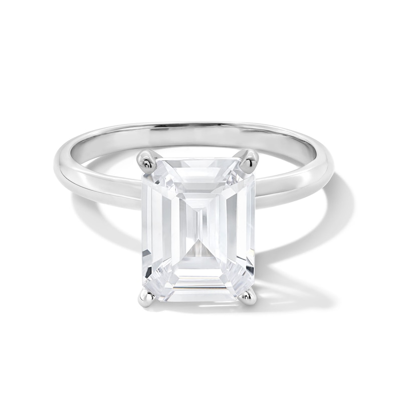 Main Image 1 of 3 CT. Emerald-Cut Certified Lab-Grown Diamond Solitaire Engagement Ring in 14K White Gold (F/VS2)