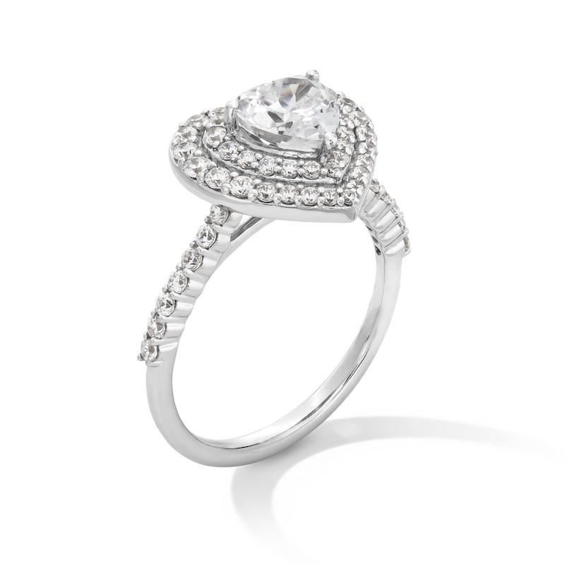 Main Image 3 of 1-3/4 CT. T.W. Certified Lab-Grown Diamond Double Frame Heart Ring in Sterling Silver (F/SI2)