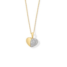 1/3 CT. T.W. Diamond Half-and-Half Heart Pendant in Sterling Silver with 10K Gold Plate