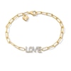 Thumbnail Image 1 of 1/4 CT. T.W. Diamond “LOVE” Paper Clip Chain Bracelet in Sterling Silver with 10K Gold Plate - 7.5"