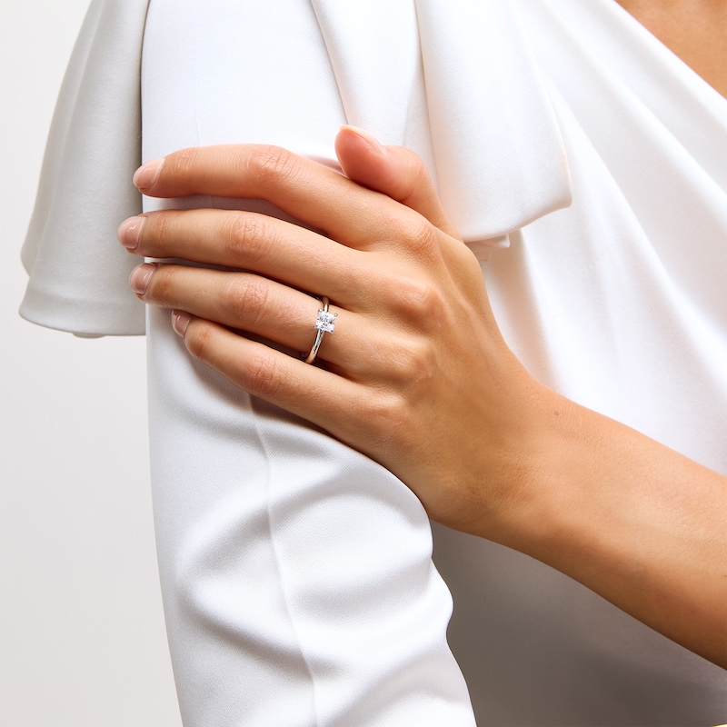 Main Image 2 of Vera Wang Love Collection 1 CT. Princess-Cut Diamond Solitaire Engagement Ring in 14K White Gold (I/SI2)