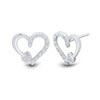 Thumbnail Image 1 of 1/10 CT. T.W. Multi-Diamond Heart-on-Heart Stud Earrings in Sterling Silver
