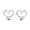 Thumbnail Image 2 of 1/10 CT. T.W. Multi-Diamond Heart-on-Heart Stud Earrings in Sterling Silver