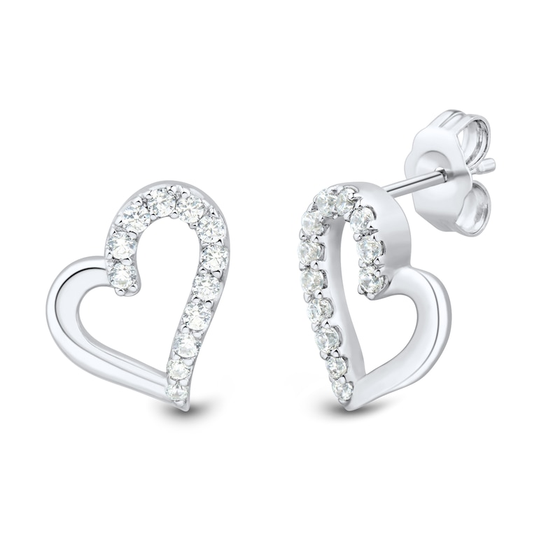 Main Image 3 of 3/8 CT. T.W. Certified Lab-Grown Diamond Tilted Heart Pendant and Stud Earrings Set in Sterling Silver (I/SI2)