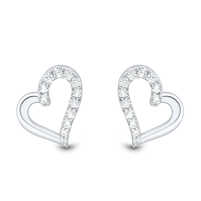 Main Image 4 of 3/8 CT. T.W. Certified Lab-Grown Diamond Tilted Heart Pendant and Stud Earrings Set in Sterling Silver (I/SI2)