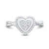 Thumbnail Image 3 of 1/10 CT. T.W. Multi-Diamond Frame Crossover Shank Heart Ring in Sterling Silver