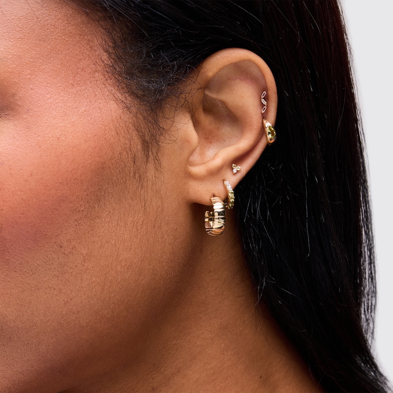 Main Image 2 of 1/20 CT. T.W. Emerald-Cut Lab-Grown Diamond Zigzag Single Cartilage Stud Earring in 14K Gold