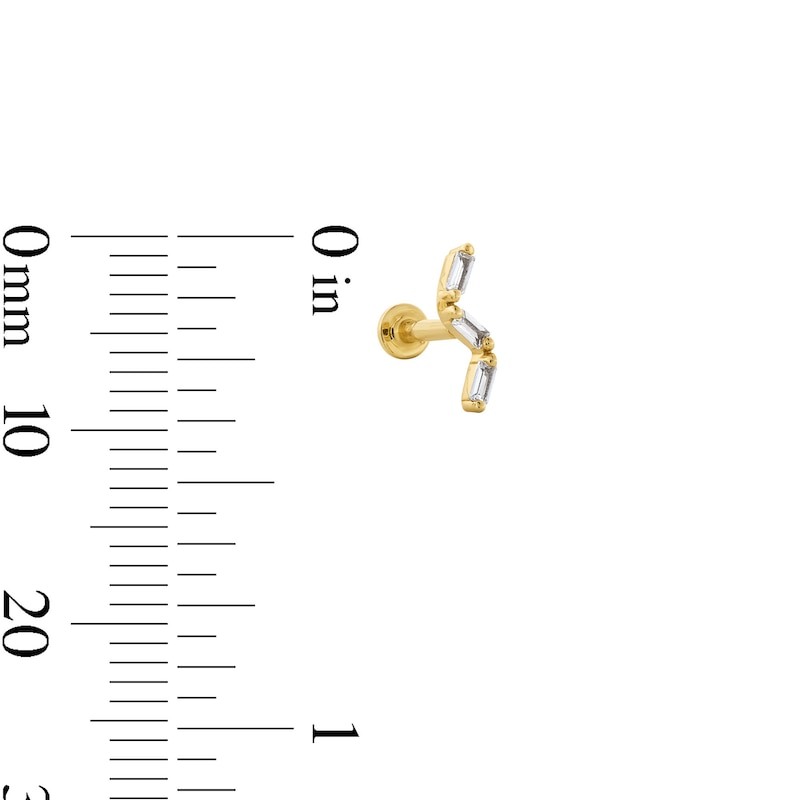 Main Image 4 of 1/20 CT. T.W. Emerald-Cut Lab-Grown Diamond Zigzag Single Cartilage Stud Earring in 14K Gold