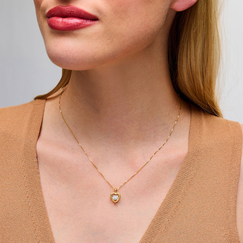 Main Image 2 of 1/3 CT. Certified Lab-Grown Diamond Solitaire Heart Pendant in Sterling Silver with 14K Gold Plate (I/SI2)