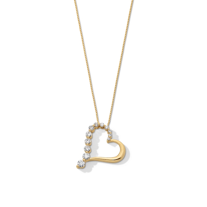 Main Image 1 of 1/2 CT. T.W. Journey Certified Lab-Grown Diamond Tilted Heart Pendant in 10K Gold (I/SI2)