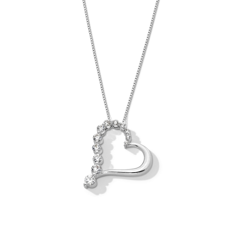 Main Image 1 of 1/2 CT. T.W. Journey Certified Lab-Grown Diamond Tilted Heart Pendant in 10K White Gold (I/SI2)