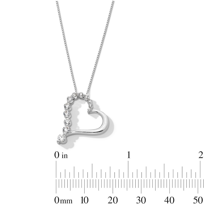 Main Image 4 of 1/2 CT. T.W. Journey Certified Lab-Grown Diamond Tilted Heart Pendant in 10K White Gold (I/SI2)