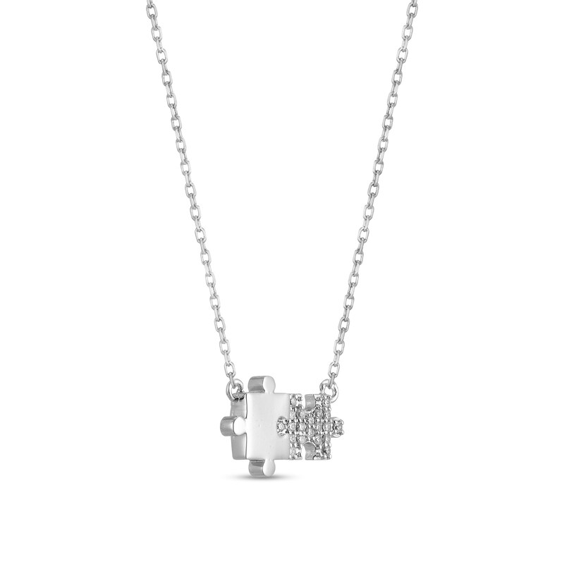 Main Image 2 of 1/10 CT. T.W. Diamond Puzzle Necklace in Sterling Silver