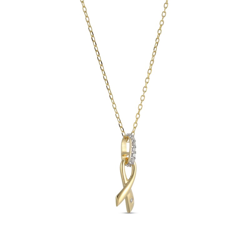 Main Image 2 of 1/20 CT. T.W. Diamond Awareness Ribbon Pendant in Sterling Silver with 18K Gold Plate