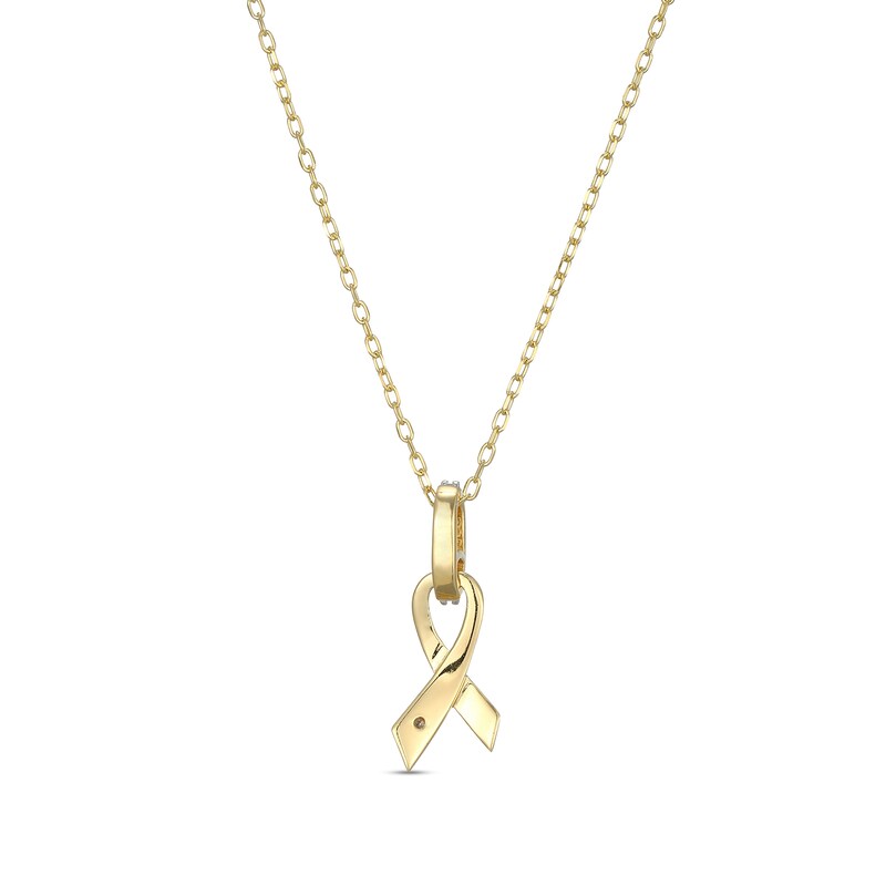 Main Image 3 of 1/20 CT. T.W. Diamond Awareness Ribbon Pendant in Sterling Silver with 18K Gold Plate
