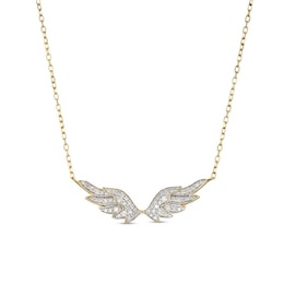 1/4 CT. T.W Diamond Angel Wings Necklace in Sterling Silver with 18K Gold Plate