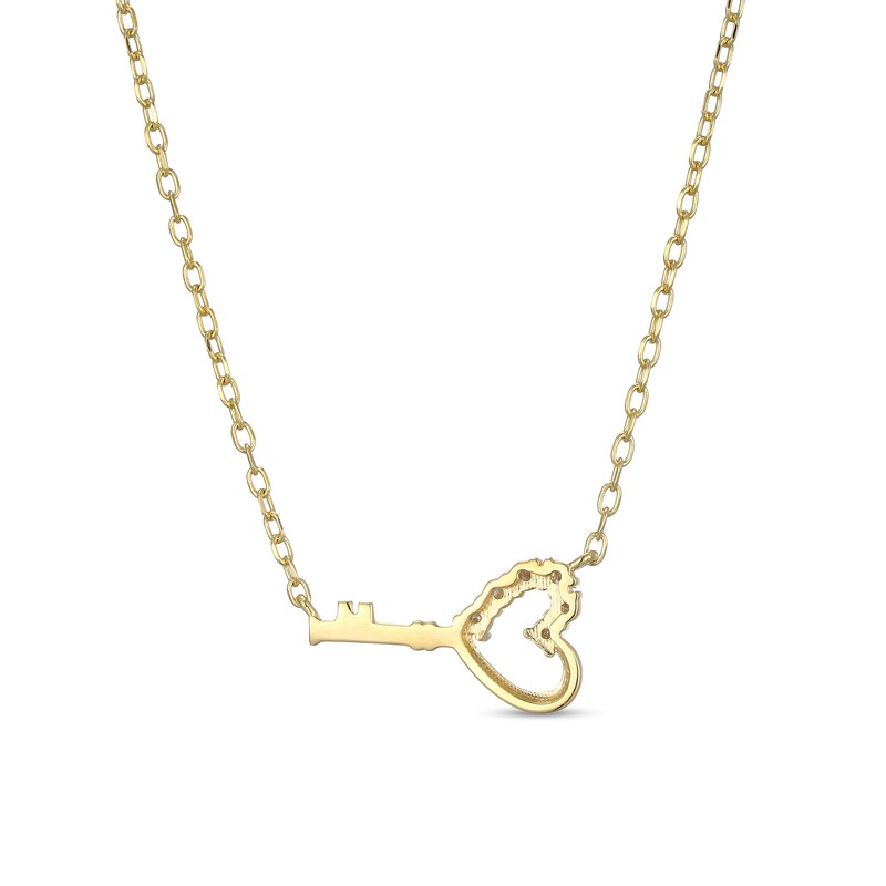 Main Image 3 of 1/15 CT. T.W. Diamond Key with Heart Necklace in Sterling Silver with 18K Gold Plate