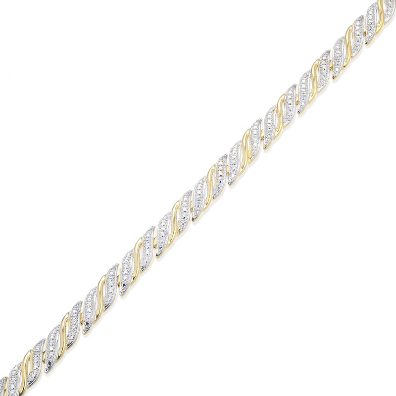 Main Image 2 of Diamond Accent Alternating "S" Link Bracelet in Sterling Silver with 18K Gold Plate - 7.25”