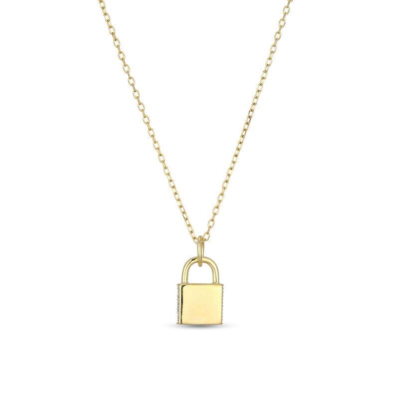Main Image 3 of 1/5 CT. T.W. Diamond Padlock Pendant in Sterling Silver with 18K Gold Plate