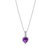 Thumbnail Image 1 of 8.0mm Heart-Shaped Amethyst and 1/20 CT. T.W. Diamond Drop Pendant in 10K White Gold