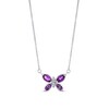Thumbnail Image 1 of Marquise and Round Amethyst with 1/20 CT. T.W. Diamond Butterfly Necklace in 14K White Gold