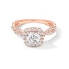 Thumbnail Image 1 of 1-1/2 CT. T.W. Certified Lab-Grown Diamond Cushion Frame Twist Shank Engagement Ring in 14K Rose Gold (F/SI2)