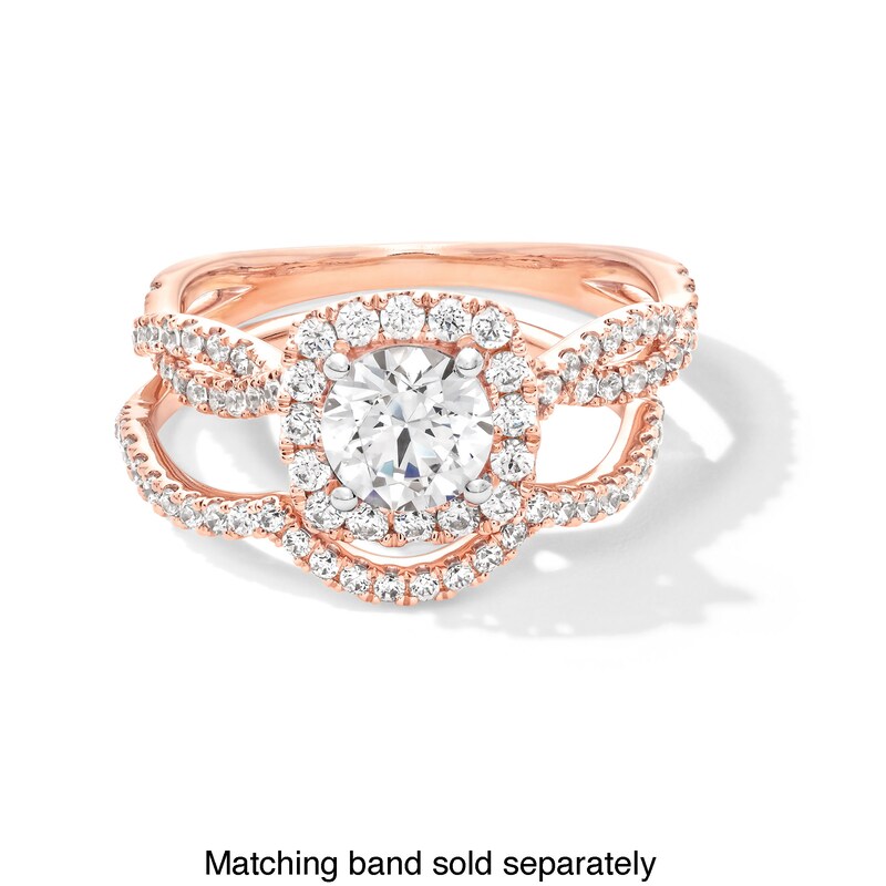 Main Image 4 of 1-1/2 CT. T.W. Certified Lab-Grown Diamond Cushion Frame Twist Shank Engagement Ring in 14K Rose Gold (F/SI2)