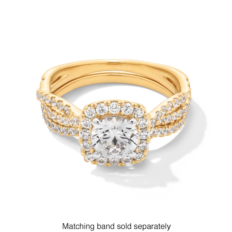 Main Image 5 of 1-1/2 CT. T.W. Certified Lab-Grown Diamond Cushion Frame Twist Shank Engagement Ring in 14K Gold (F/SI2)