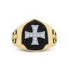 Thumbnail Image 3 of Men’s 3/4 CT. T.W. Black and White Diamond Cross Fleur-de-Lis Ring 10K Gold - Size 10