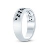 Thumbnail Image 2 of Men’s 1/2 CT. T.W. Black and White Diamond Alternating Double Row Band in 10K White Gold - Size 10