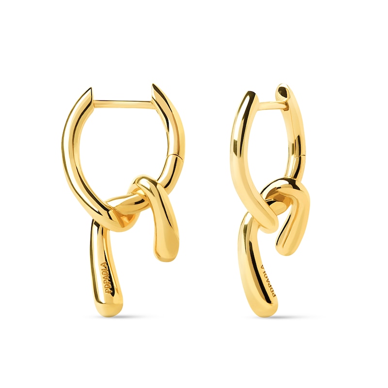 Main Image 1 of PDPAOLA™ at Zales Small Twist Drop Hoop Earrings in Sterling Silver with 18K Gold Plate