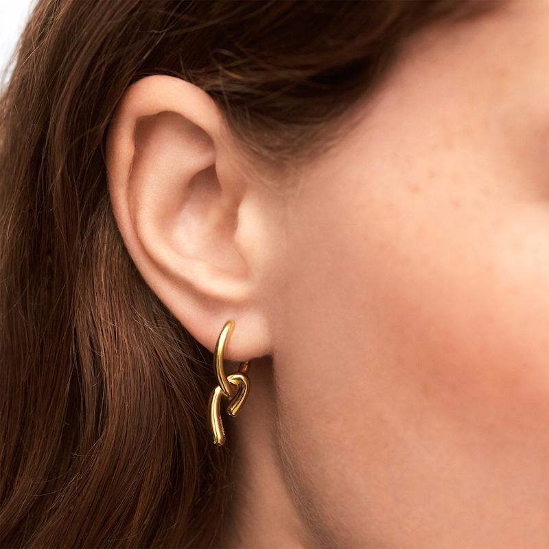 Main Image 2 of PDPAOLA™ at Zales Small Twist Drop Hoop Earrings in Sterling Silver with 18K Gold Plate