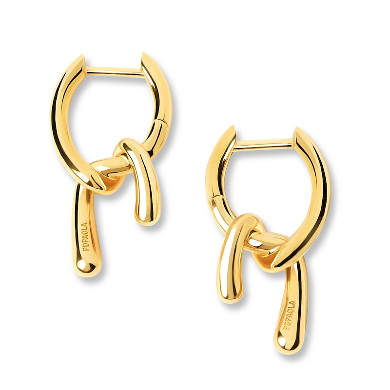 Main Image 3 of PDPAOLA™ at Zales Small Twist Drop Hoop Earrings in Sterling Silver with 18K Gold Plate