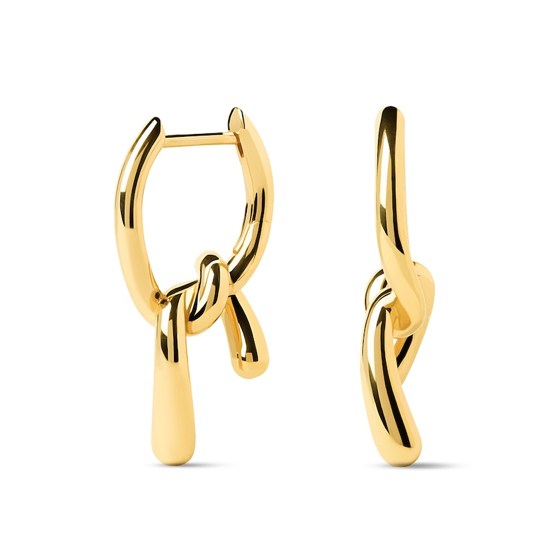 Main Image 4 of PDPAOLA™ at Zales Small Twist Drop Hoop Earrings in Sterling Silver with 18K Gold Plate