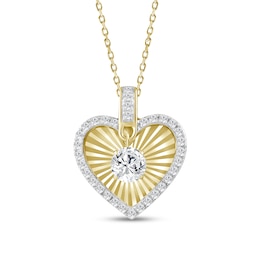 3/4 CT. T.W. Lab-Grown Diamond Dangle Sunburst Heart Pendant in 10K Gold (F/VS2)
