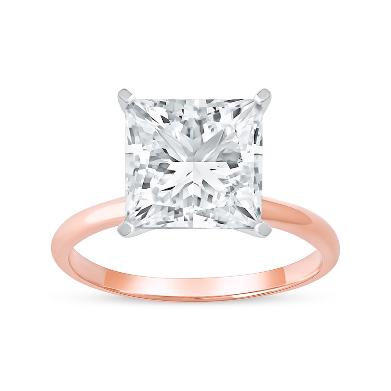 Main Image 1 of 4 CT. Princess-Cut Certified Lab-Grown Diamond Solitaire Engagement Ring in 14K Two-Tone Gold (F/VS2)