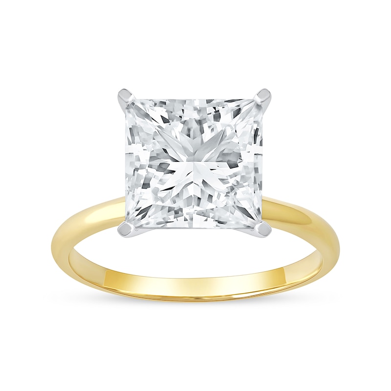 Main Image 1 of 4 CT. Princess-Cut Certified Lab-Grown Diamond Solitaire Engagement Ring in 14K Two-Tone Gold (F/VS2)