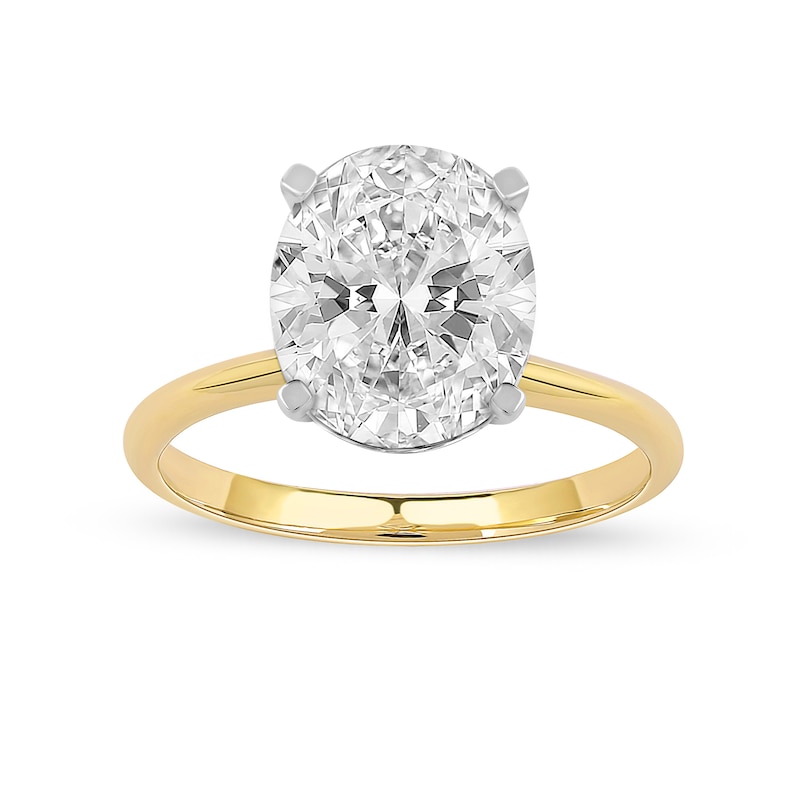 Main Image 1 of 3 CT. Oval Certified Lab-Grown Diamond Solitaire Engagement Ring in 14K Two-Tone Gold (F/VS2)