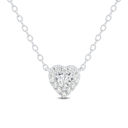 1/4 CT. T.W. Certified Lab-Grown Diamond Frame Heart Necklace in Sterling Silver (I/SI2)