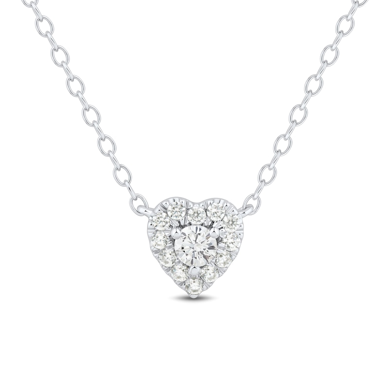 Main Image 1 of 1/4 CT. T.W. Certified Lab-Grown Diamond Frame Heart Necklace in Sterling Silver (I/SI2)