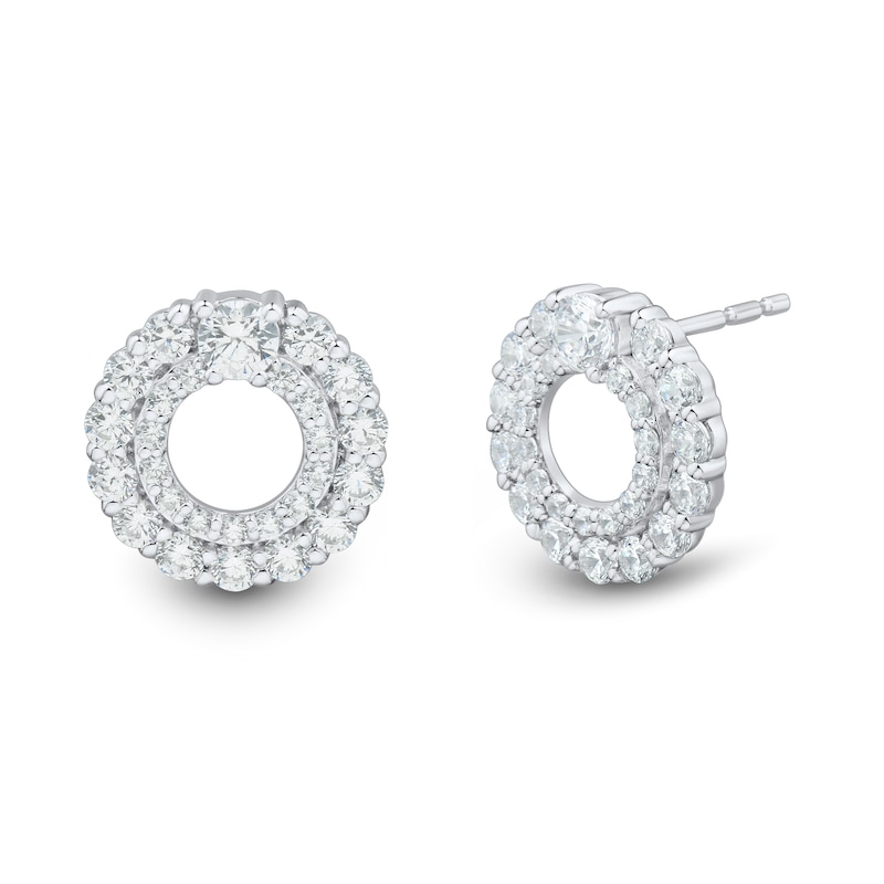 Main Image 1 of 1 CT. T.W. Certified Lab-Grown Diamond Double Circle Stud Earrings in Sterling Silver (I/SI2)