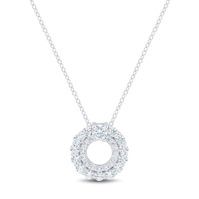 Main Image 1 of 1/2 CT. T.W. Certified Lab-Grown Diamond Double Circle Pendant in Sterling Silver (I/SI2)