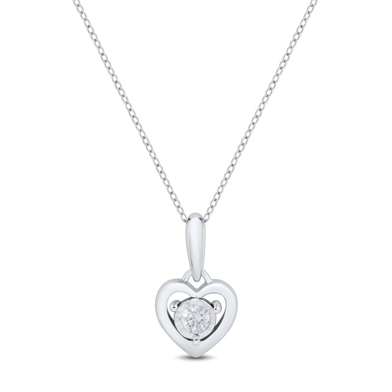 Main Image 1 of 1/20 CT. Certified Lab-Grown Diamond Solitaire Heart Pendant in Sterling Silver (I/SI2)