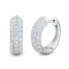 Thumbnail Image 1 of 1 CT. T.W. Certified Lab-Grown Diamond Triple Row Huggie Hoop Earrings in Sterling Silver (I/SI2)