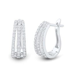 1/2 CT. T.W. Certified Lab-Grown Diamond Triple Row Split Hoop Earrings in Sterling Silver (I/SI2)